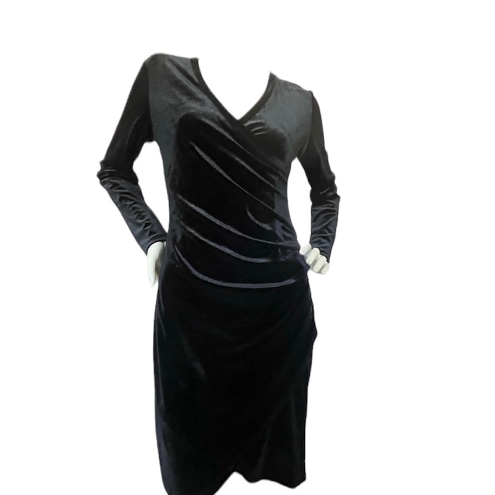 Black Velvet Ruched Dress Size S